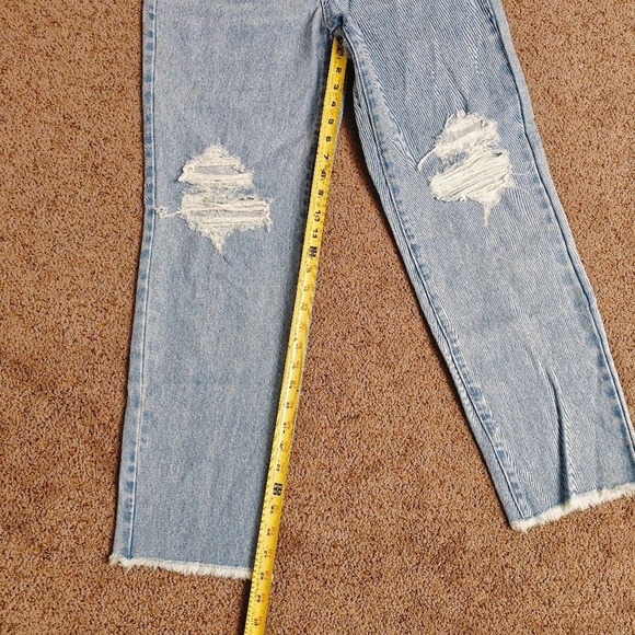 Show Me Your Mumu High Waisted Distressed Light Wash Straight Leg Jeans Size 26 - Picture 9 of 11